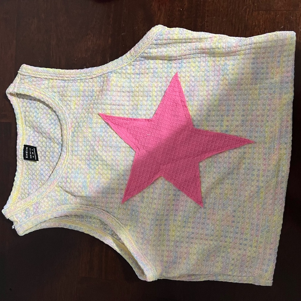 Pink Star Patterned Tank Top